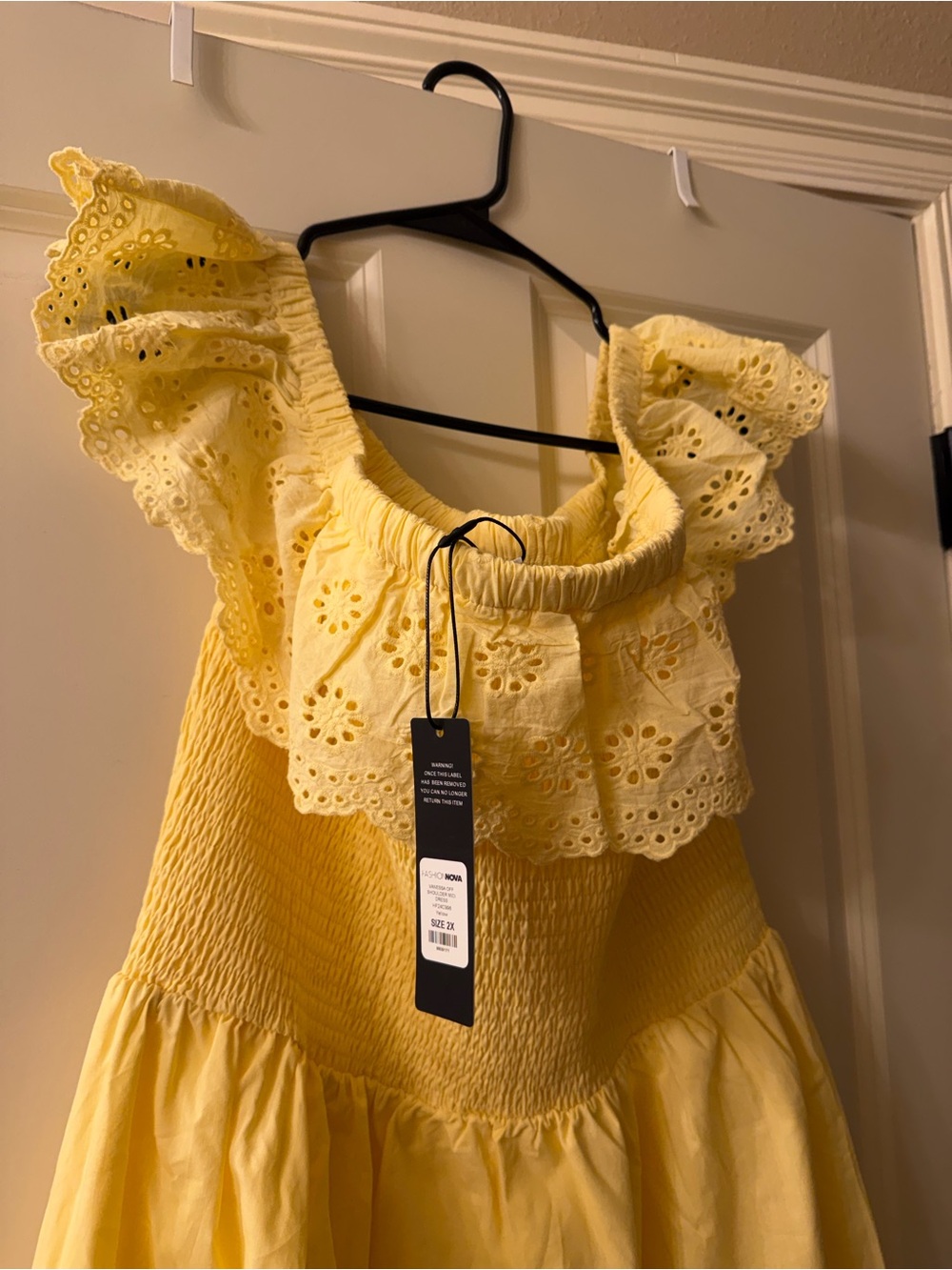 Fashion Nova Yellow Eyelet High-Low Dress - Picture 2 of 2